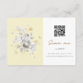 Romantisch Geel Wit Roos Trouwen QR Code RSVP Informatiekaartje (Voorkant)