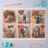 Romantisch Gemengde Media Achtergrond Koppel Valen Tissuepapier (Craft)