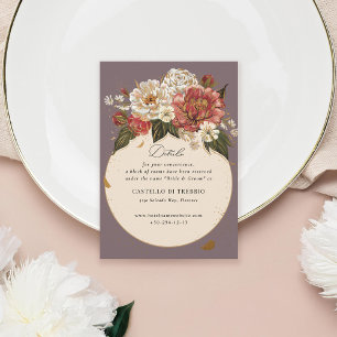 Romantisch geschilderd Floral Faux Gold Informatiekaartje