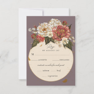 Romantisch geschilderd Floral Wedding Faux Gold RSVP Kaartje
