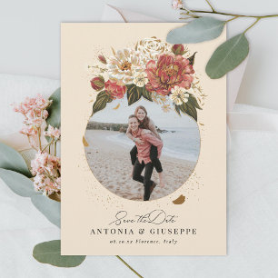 Romantisch geschilderd Floral Wedding Faux Gold Save The Date