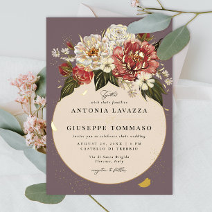 Romantisch geschilderd Floral Wedding Gold Folie Uitnodiging