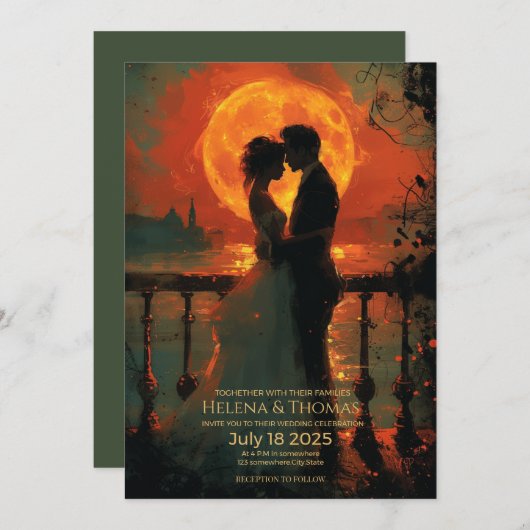 Romantisch gloeiend maanlicht kaart (Voorkant / Achterkant)