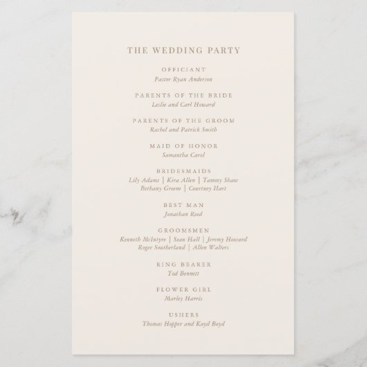 Romantisch Gold- en Ivory Wedding-programma (Achterkant)