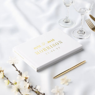 Romantisch Gold Heart Script Mrs. & Mrs. Wedding Gastenboek