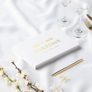 Romantisch Gold Heart Script Mrs. & Mrs. Wedding Gastenboek