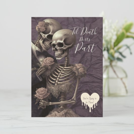 Romantisch Gotisch Skelet Huwelijk | ’t Dood Kaart (Staand voorkant)