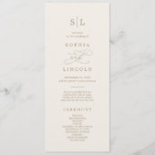 Romantisch Goud en Ivoor Monogram Huwelijksprogram Programma (Voorkant)