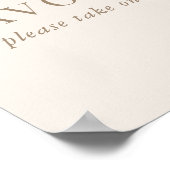 Romantisch goud en ivoor Weddin Favors Sign Poster (Hoek)