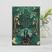 Romantisch Goud en Smaragdgroen Kaart (Staand voorkant)