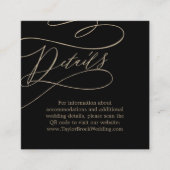 Romantisch Goud en Zwart QR Code Bruiloft Details Informatiekaartje (Voorkant)