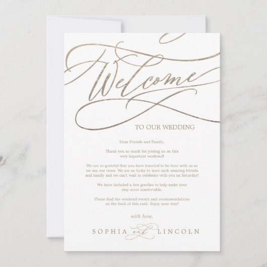 Romantisch Goud Gestileerde Naam Welkom Routebesch (Voorkant)