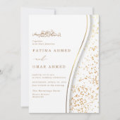 Romantisch Goud Glitter Islamitische Moslim Bruilo Kaart (Voorkant)