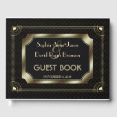 Romantisch Goud Great Gatsby Art Deco 20s Bruiloft Gastenboek (Voorkant)