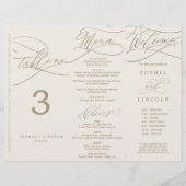 Romantisch Goud Ivoor Bruiloft Trifold Tafel Numme (Voorkant)