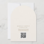 Romantisch Goud Ivoor Monogram QR Code Boog Huweli Kaart (Achterkant)