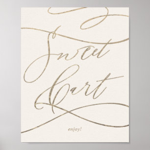 Romantisch goud kalligrafie Ivoren Sweet Cart Poster