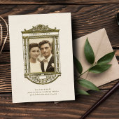 Romantisch Goud Lijst Fotobruiloft Kaart