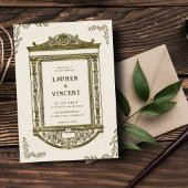 Romantisch Goud Lijst Fotobruiloft Kaart