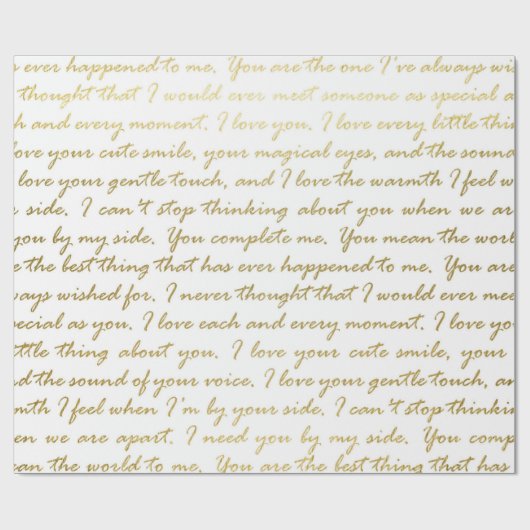 Romantisch goud modern script typografie huwelijk cadeaupapier (Vlak)