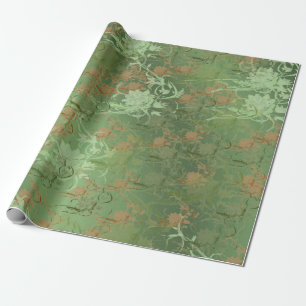 Romantisch, goud, teal,, waterverf, chic, bloem cadeaupapier