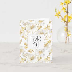 Romantisch Goud Wit Bloemen Dank u Kaart