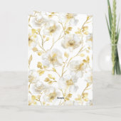 Romantisch Goud Wit Bloemen Huwelijk Kaart (Achterkant)