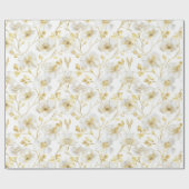 Romantisch Goud Witte Bloem Bruiloft Feest Cadeaupapier (Vlak)