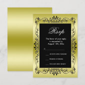 Romantisch gouden decoratief lijstje 50ste huwelij RSVP kaartje (Voorkant / Achterkant)