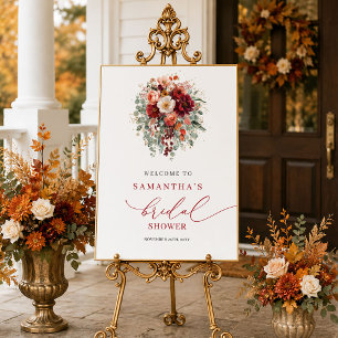 Romantisch gouden eucalyptus herfst bruidsdouche w poster