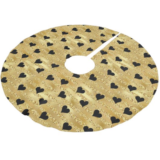 Romantisch Gouden Glitter Zwart Hart Design Kerstm Kerstboom Rok (Gekanteld)