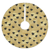 Romantisch Gouden Glitter Zwart Hart Design Kerstm Kerstboom Rok (Voorkant)