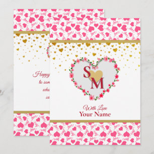 Romantisch Gouden Hart Liefde Calligrafie Monogram