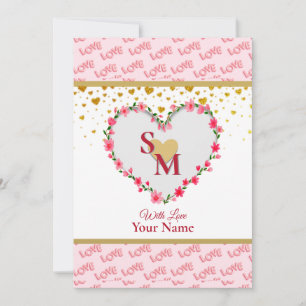 Romantisch Gouden Hart Liefde Calligrafie Monogram