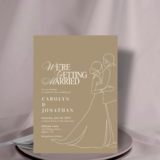 Romantisch  gouden monogram bruiloftsdans kaart