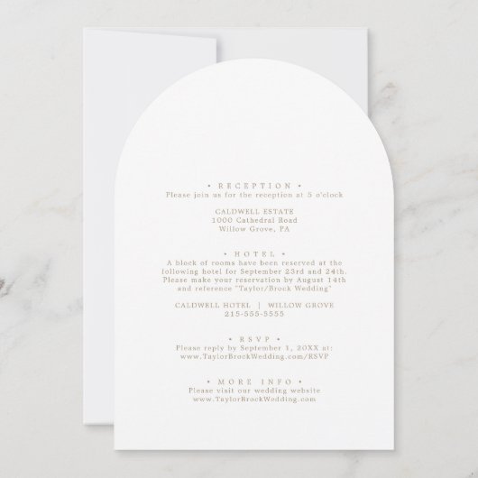 Romantisch Gouden Monogram Dubbelzijdige Boog Huwe Kaart (Achterkant)