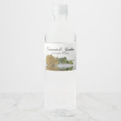 Romantisch Gouden Oker Roos Elegante bruiloft Waterfles Etiket (Voorkant)