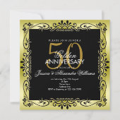 Romantisch Gouden Sierlijst 50-jarig Huwelijk Kaart (Voorkant)