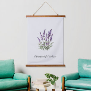 Romantisch Grijs Paarse Lavendel Bloemen Hangend Wandkleed