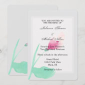 Romantisch Grijs Roze Bloemen Huwelijk Kaart (Voorkant / Achterkant)