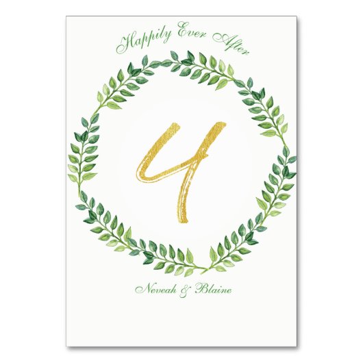 Romantisch Groen Bladeren - Trouwtafel kaart 1 rin (Voorkant)