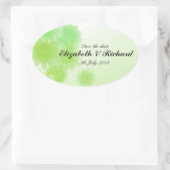 Romantisch groen bloemenspel "Save the date" Stick Ovale Sticker (Tas)