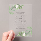 Romantisch groen en witte bloemen bruiloft acryl uitnodigingen (Insitu (Draagbaar))
