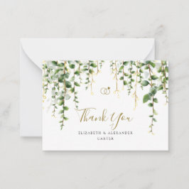Romantisch groen Garland bruiloft bedankkaart Notitiekaartje