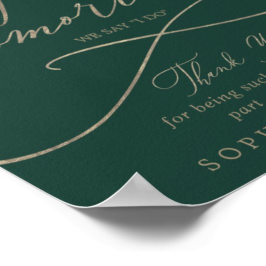 Romantisch groen goud morgen doe ik repetitiediner poster (Hoek)