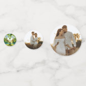 Romantisch Groen Monogram Voeg Foto Huwelijk Confe Confetti (Achterkanten)