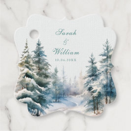 Romantisch groen winterbos bruiloft gunst Labels