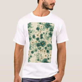 Romantisch Groen & Wit Waterverf Bloemenpatroon T-shirt