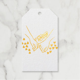 Romantisch Hand-in-Hand Cadeau Label met Gouden Ac