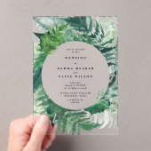 Romantisch handgeschilderd groen Fern Leaf bruilof Acryl Uitnodigingen (Insitu (Draagbaar))